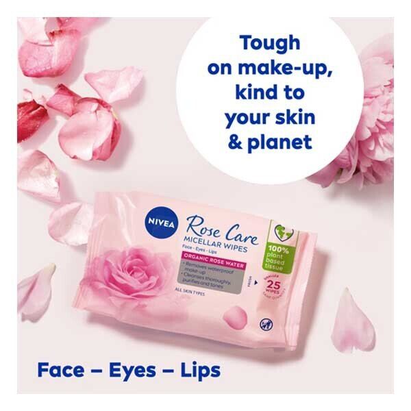 Nivea Biodegradable Rose Care Micellar Wipes, 25 Wipes