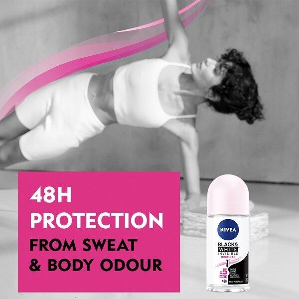 NIVEA Black &amp;amp; White Anti-Perspirant Roll-On Deodorant 50ml