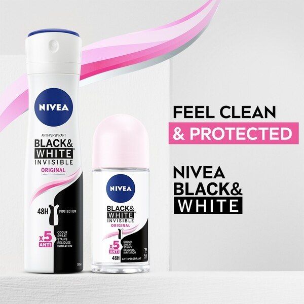 NIVEA Black &amp;amp; White Anti-Perspirant Roll-On Deodorant 50ml