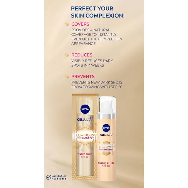 NIVEA Cellular Luminous 630 Tinted Day Fluid SPF 20 Double Corrector   50ml
