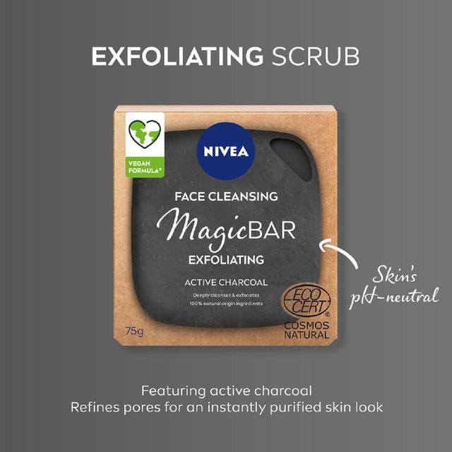 NIVEA Magic Bar Exfoliating Charcoal Face Cleansing Scrub   75g