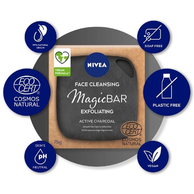 NIVEA Magic Bar Exfoliating Charcoal Face Cleansing Scrub   75g