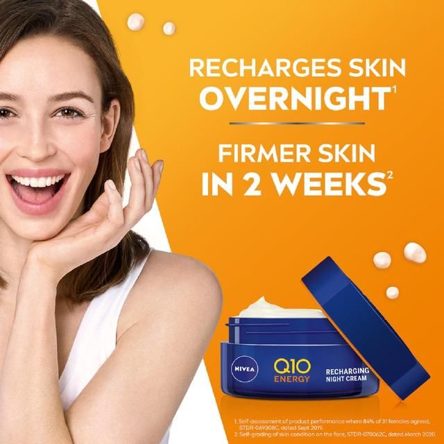 NIVEA Q10 Energy Anti-Wrinkle Recharging Night Face Cream with Vitamin C    50ml