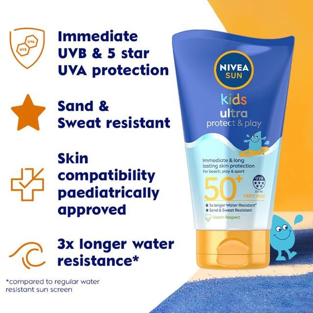 NIVEA SUN Kids Protect &amp;amp; Play Ultra SPF 50+ Sun Cream   150ml