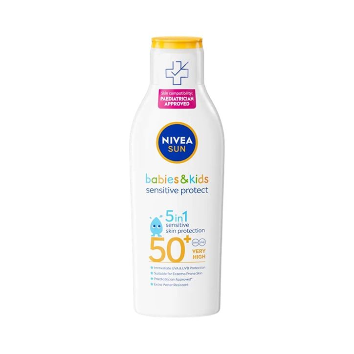 NIVEA Sun Kids Sensitive Protect &amp;amp; Care Suncream Lotion SPF 50+ 200ml
