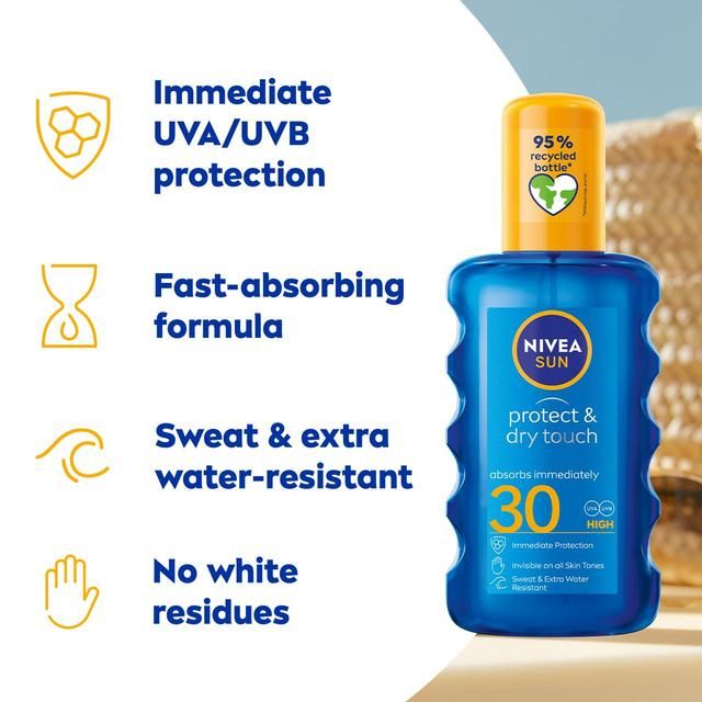 NIVEA SUN Protect &amp;amp; Dry Touch SPF 30 Sunscreen Spray   200ml