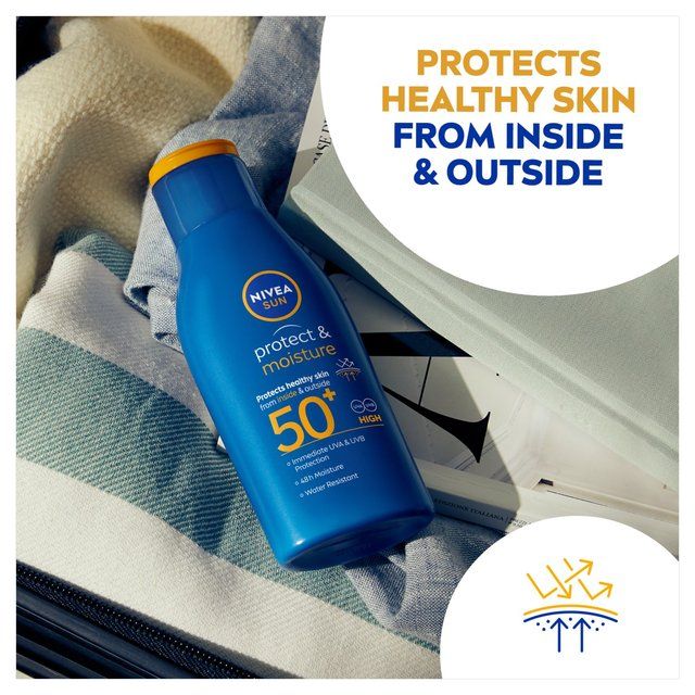 NIVEA SUN Protect &amp;amp; Moisture SPF 50+ Sun Lotion Travel Size   100ml