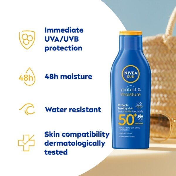 NIVEA SUN Protect &amp;amp; Moisture Sun Cream Lotion SPF 50+ 200ml