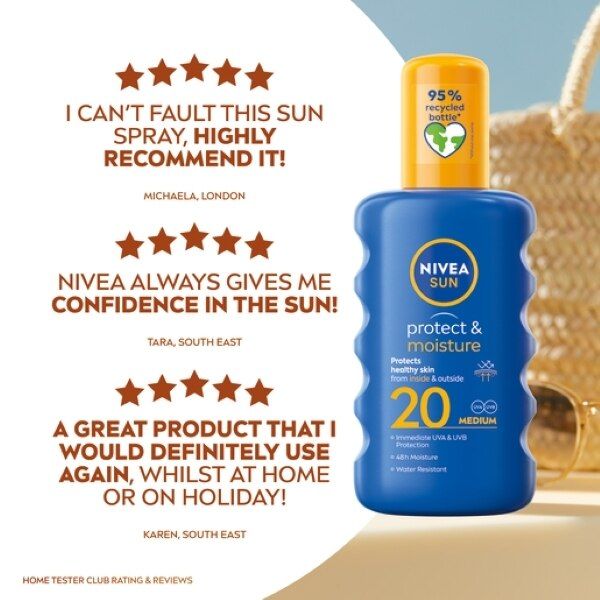 NIVEA SUN Suncream Spray Protect &amp;amp; Moisture SPF20 200ml