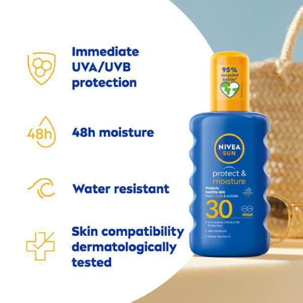 NIVEA SUN Suncream Spray Protect &amp;amp; Moisture SPF30 200ml
