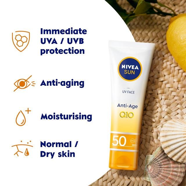 NIVEA SUN UV Face SPF 50 Sun Cream Q10 Anti-Age   50ml