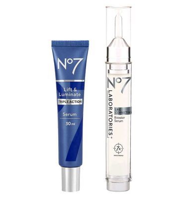No7 LABORATORIES Line Correcting Booster Serum &amp;amp; Lift &amp;amp; Luminate TRIPLE ACTION Serum 30ml Bundle