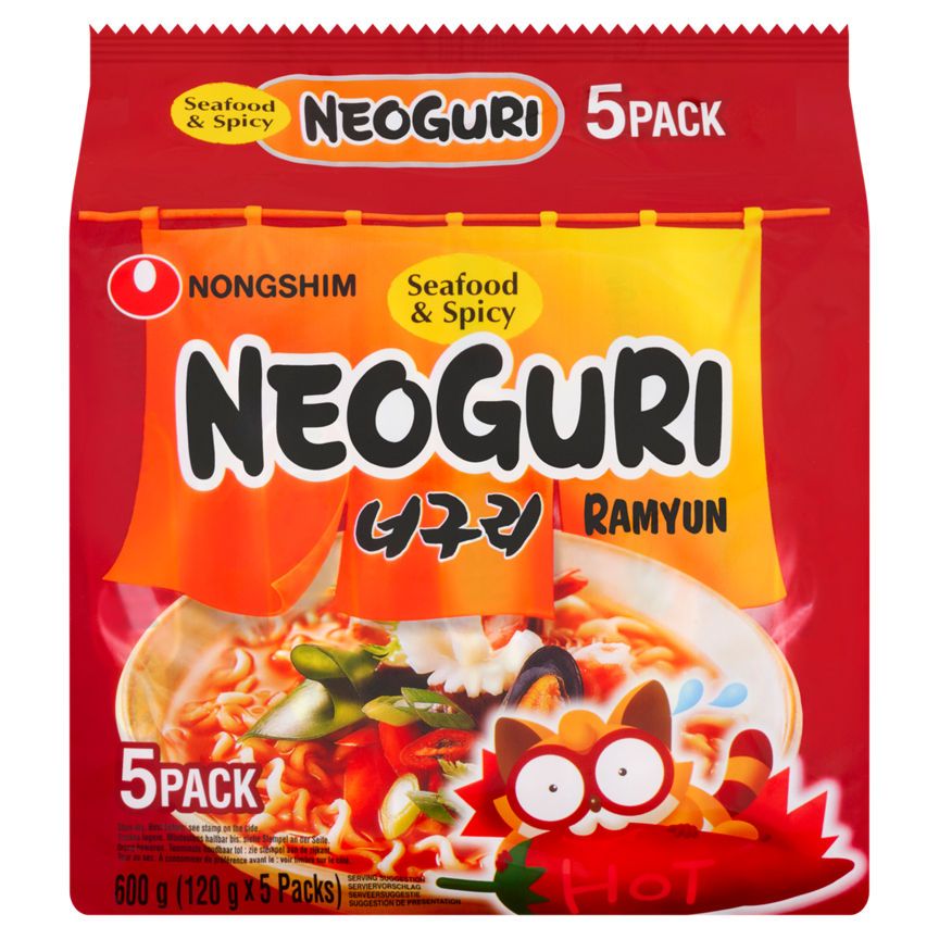 Nongshim Neoguri Ramyun Seafood &amp;amp; Spicy Instant Noodles 5 x 120g (600g)