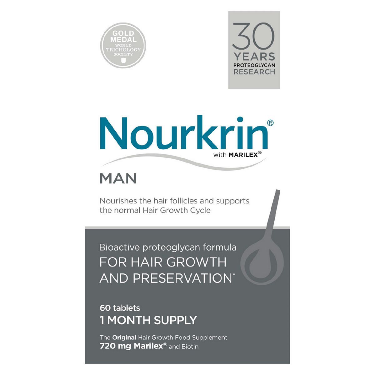 Nourkrin&amp;reg; MAN For Hair Preservation- 1 Month Supply (60 Tablets)