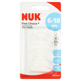 NUK First Choice Silicone Bottle Teats Medium Flow 6-18 Months   2 per pack