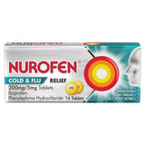 Nurofen Cold &amp;amp; Flu Pain Relief Ibuprofen 200mg Tablets   16 per pack