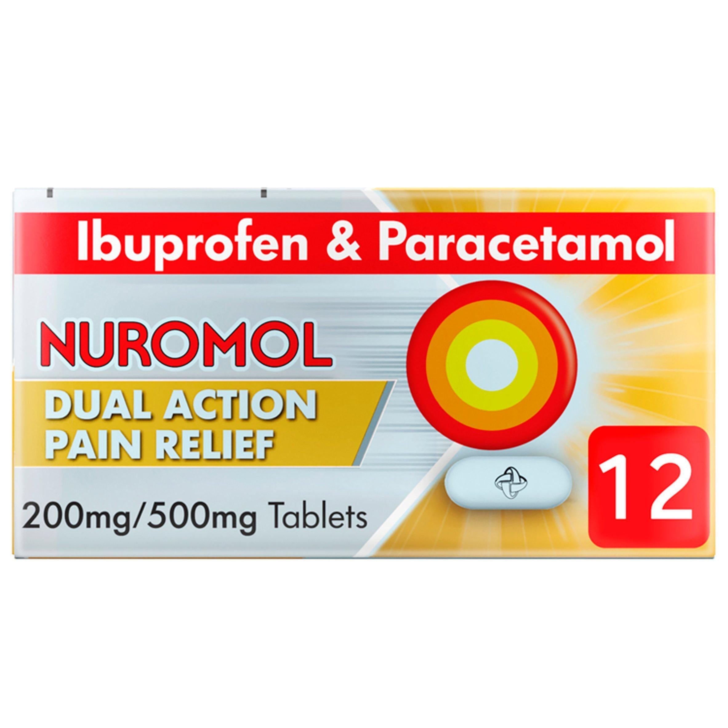 Nuromol Dual Action Pain Relief Ibuprofen &amp;amp; Paracetamol Tablets x12 200mg - 500mg