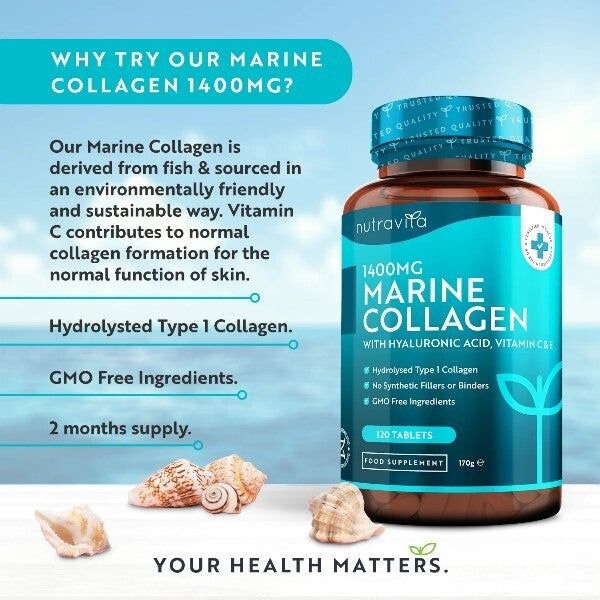 Nutravita Marine Collagen 1400mg + Hyaluronic Acid Vit C &amp;amp; E