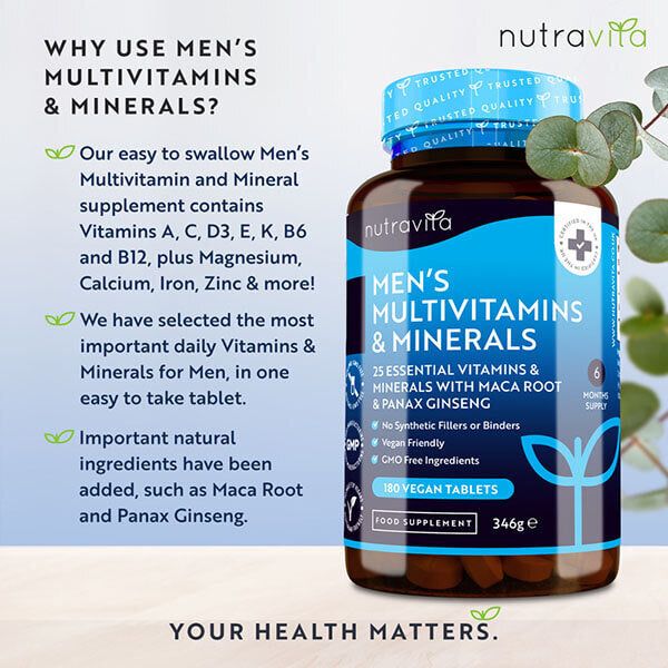 Nutravita Men's Multivitamins &amp;amp; Minerals - 180 Vegan Tablets
