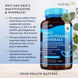 Nutravita Men's Multivitamins &amp;amp; Minerals - 180 Vegan Tablets