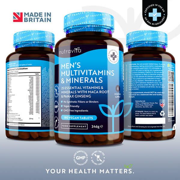 Nutravita Men's Multivitamins &amp;amp; Minerals - 180 Vegan Tablets