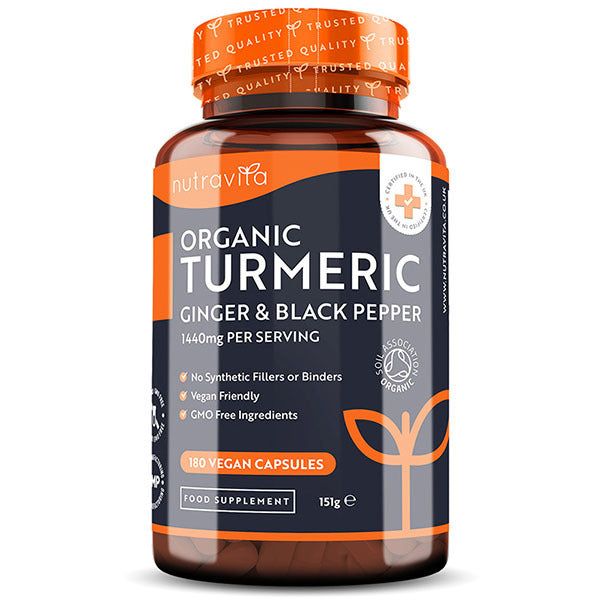 Nutravita Organic Turmeric, Black Pepper &amp;amp; Ginger - 180 Caps