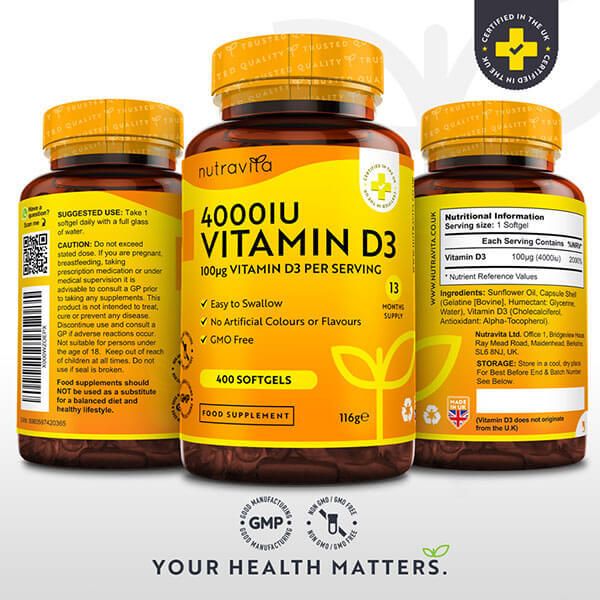Nutravita Vitamin D3 4000IU 100&amp;micro;g - 400 Softgel Capsules