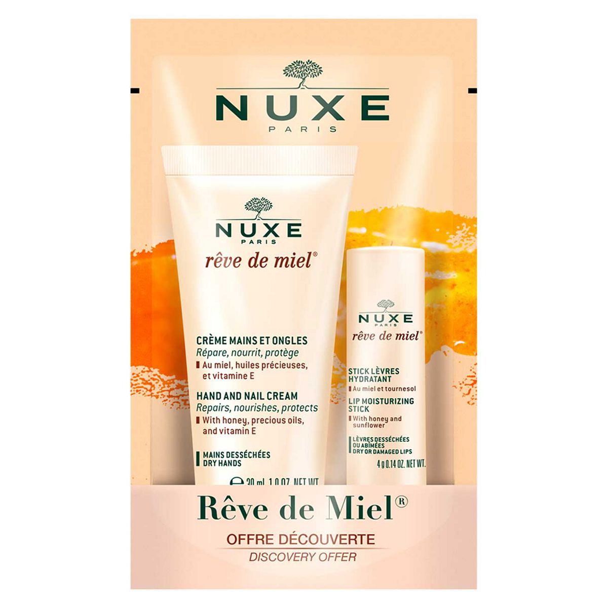 NUXE R&amp;ecirc;ve de Miel&amp;reg; Lipstick 4g + Hand Cream 30ml