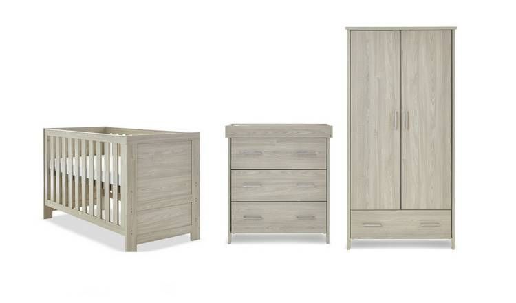 Obaby Nika 3 Piece Nursery Furniture Set - Grey Wash