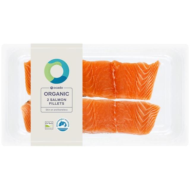 Ocado 2 Organic Salmon Fillets Skin On &amp;amp; Boneless   240g