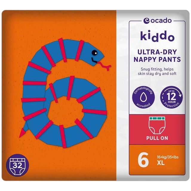 Ocado Kiddo Ultra-Dry Nappy Pants Size 6 (16kg+)   32 per pack