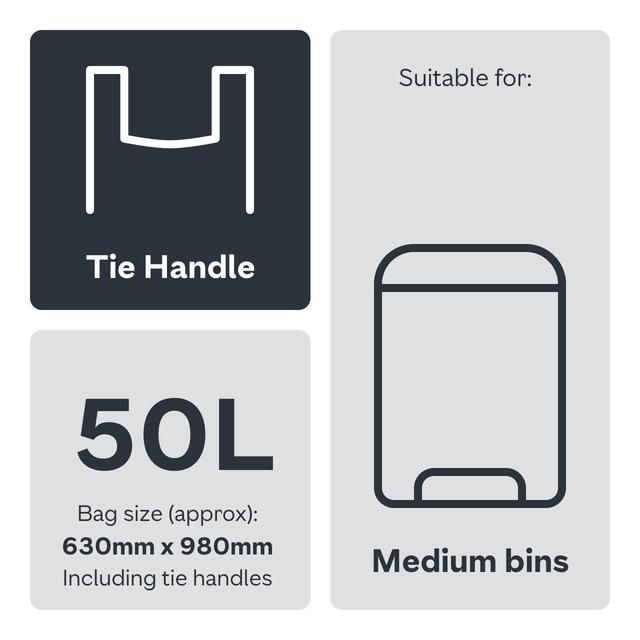 Ocado Medium Swing Bin Liner Tie Handles 50L   30 per pack