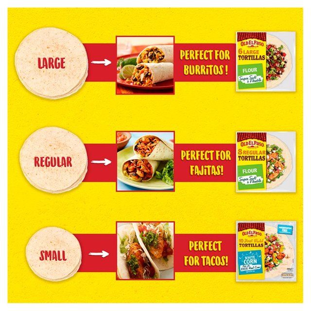 Old El Paso Large Flour Tortilla Fajita Wraps   6 per pack