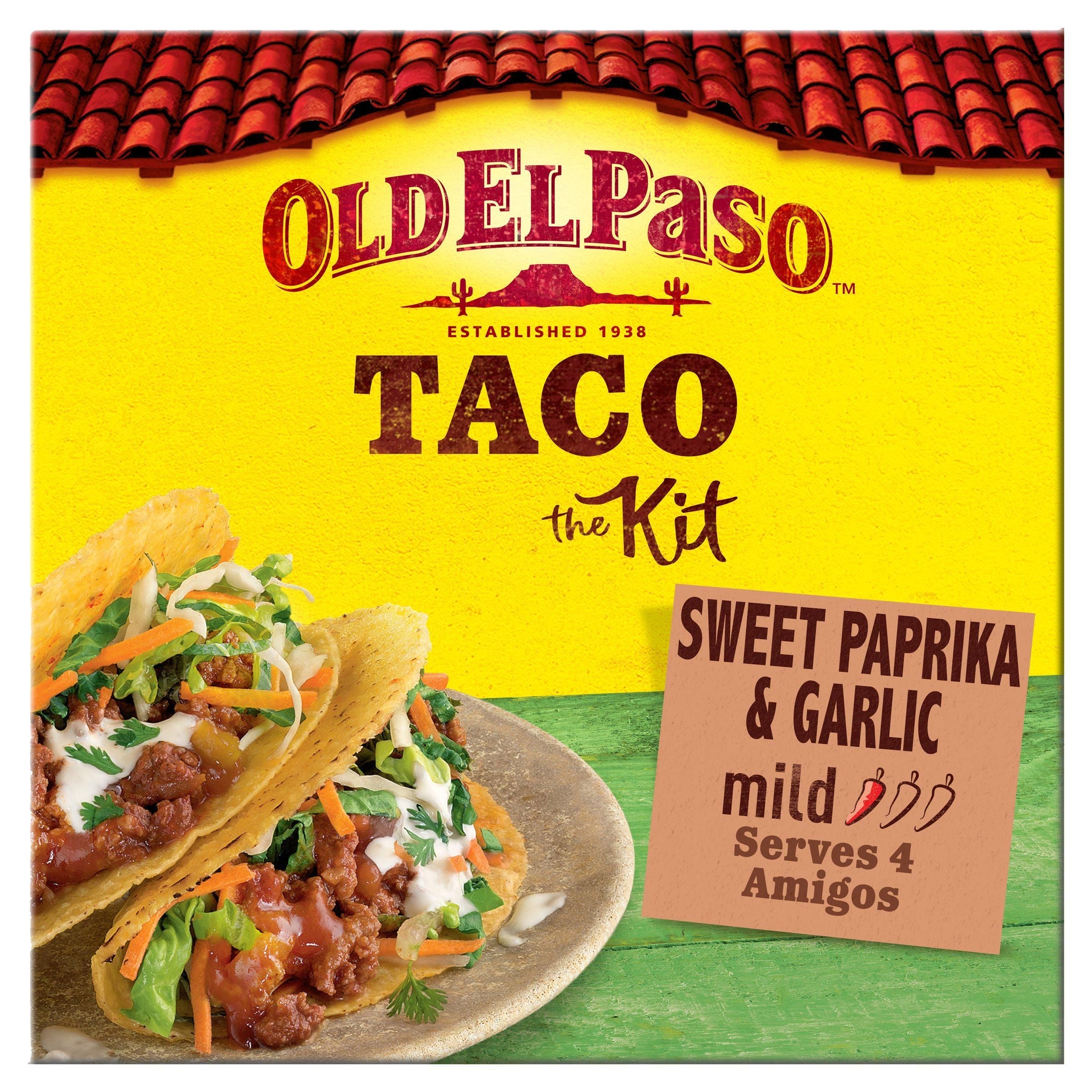 Old El Paso Mexican Garlic &amp;amp; Paprika Crunchy Taco Kit 308g