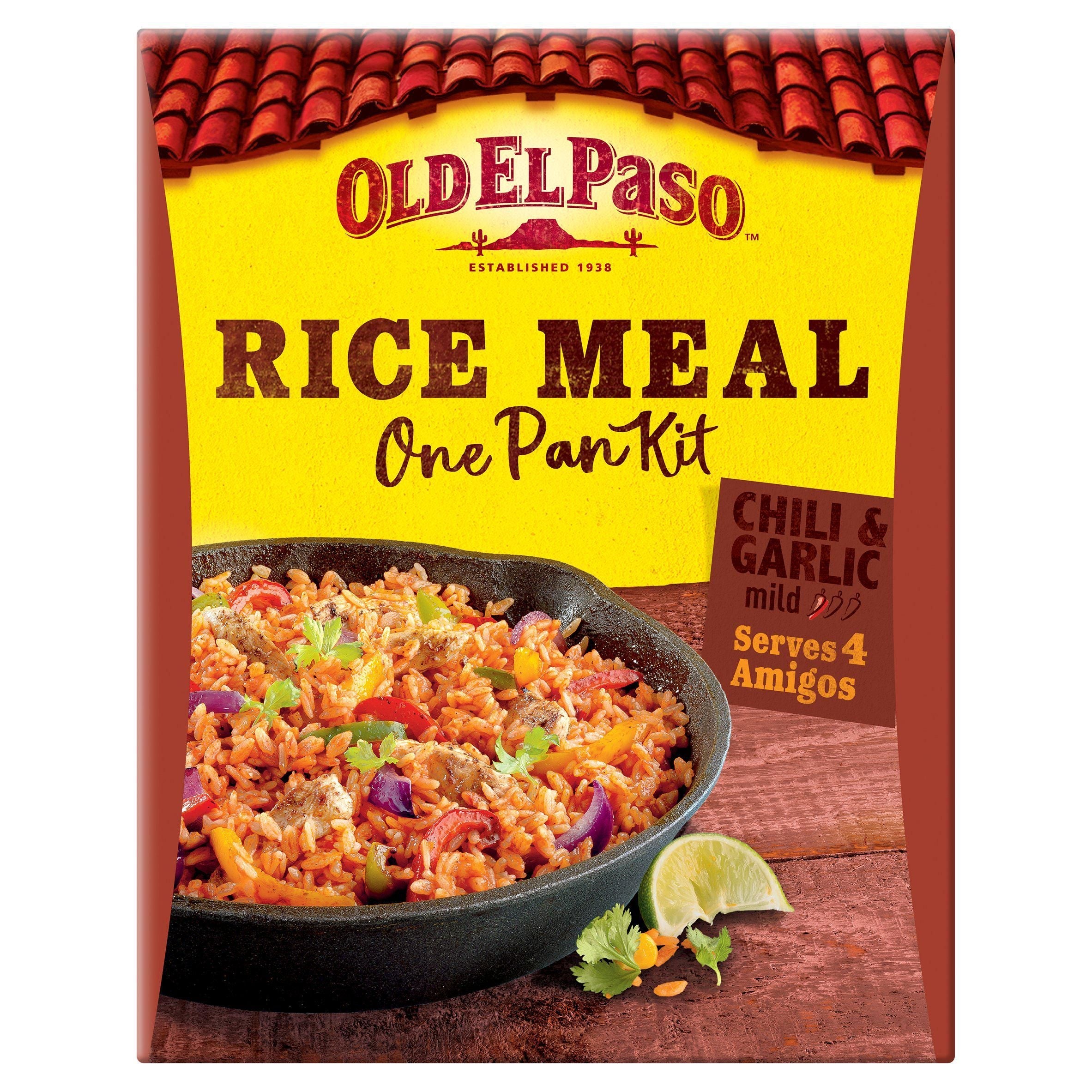 Old El Paso Mexican One Pan Chilli &amp;amp; Garlic Rice Meal For Chicken Kit 355g