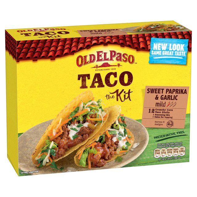 Old El Paso Mexican Sweet Paprika &amp;amp; Garlic Taco Kit with Shells   308g