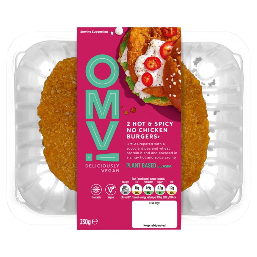 OMV! Deliciously Vegan 2 Hot &amp;amp; Spicy No Chicken Burgers