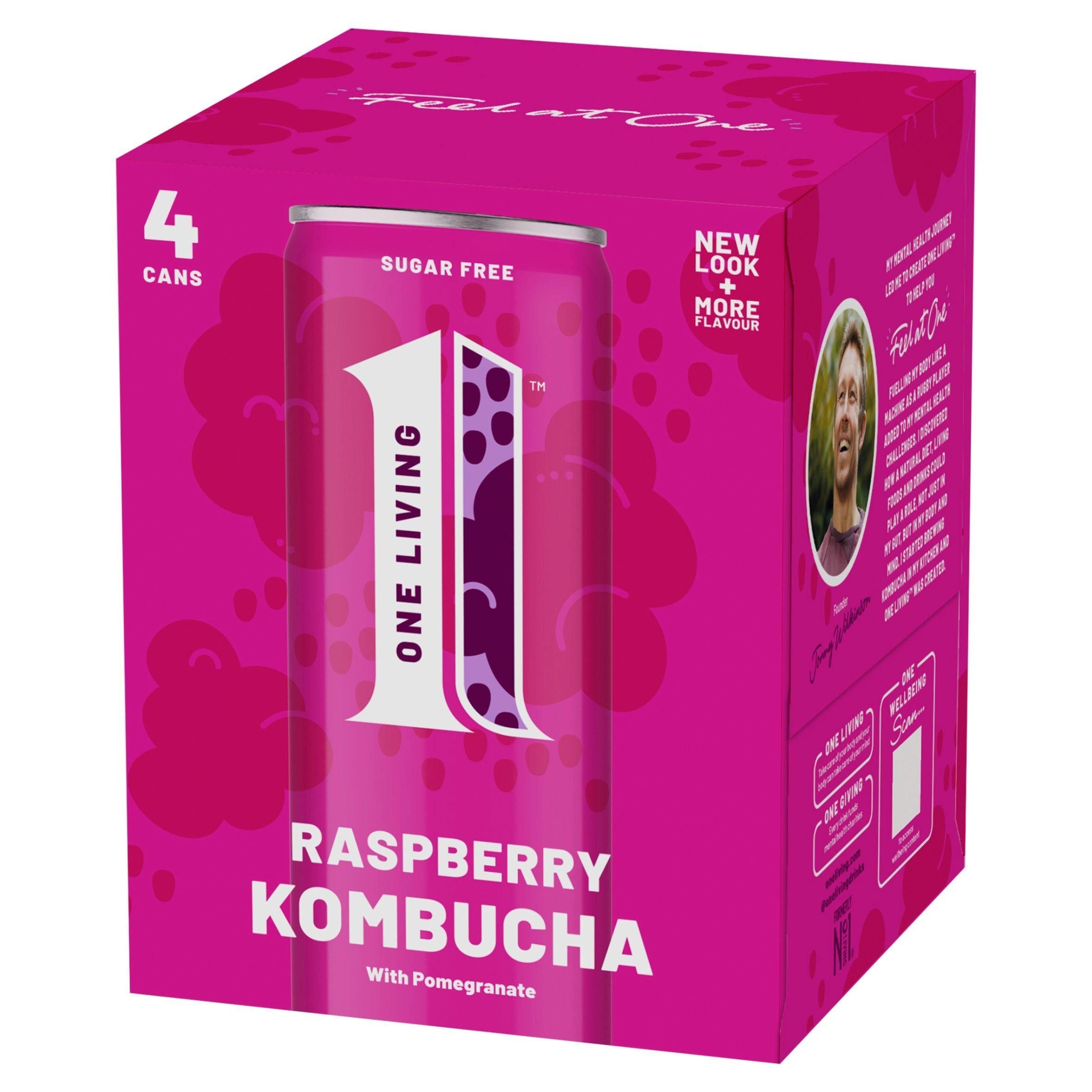 One Living Raspberry Kombucha with Pomegranate 4x250ml