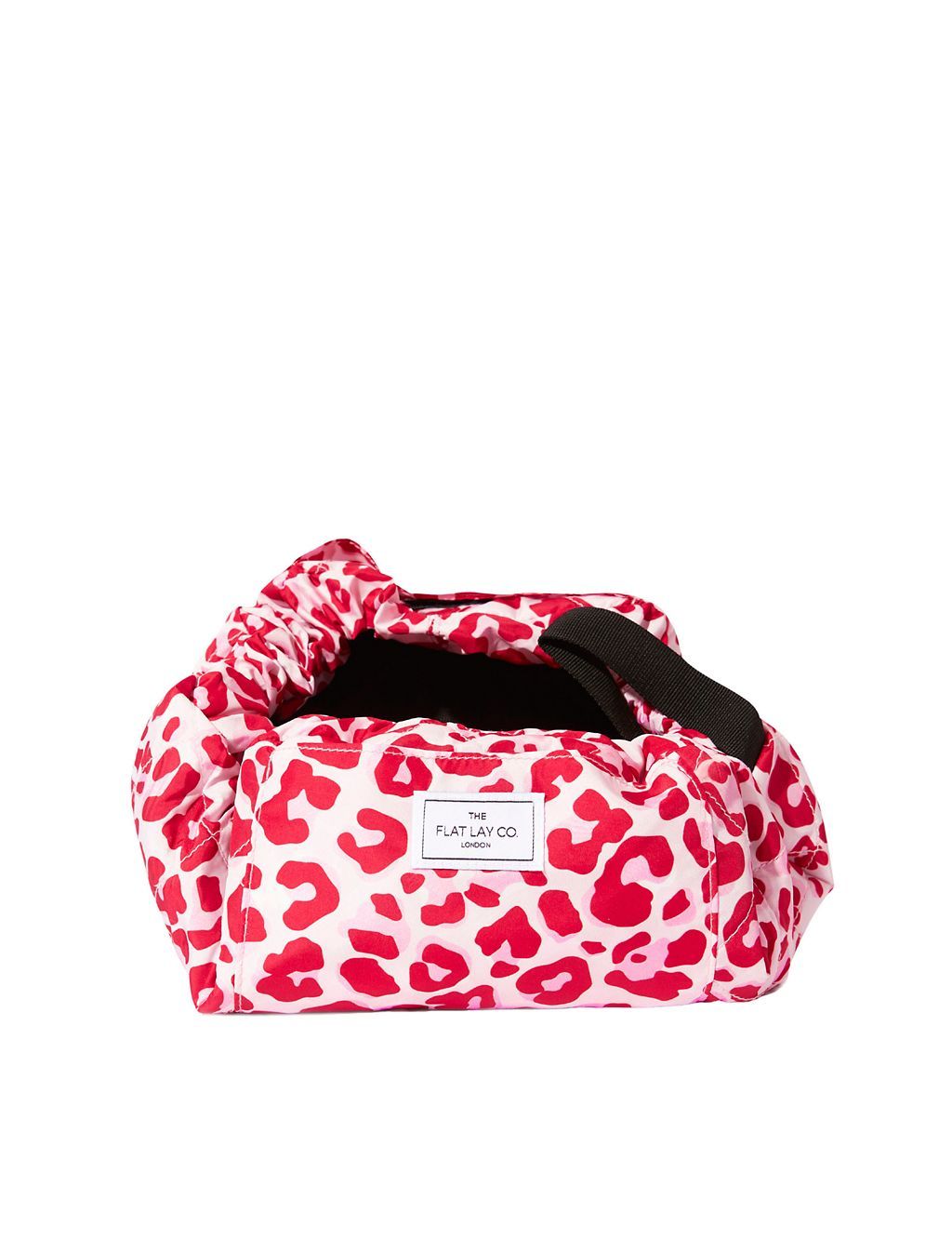 Open Flat Makeup Bag In Pink Leopard
