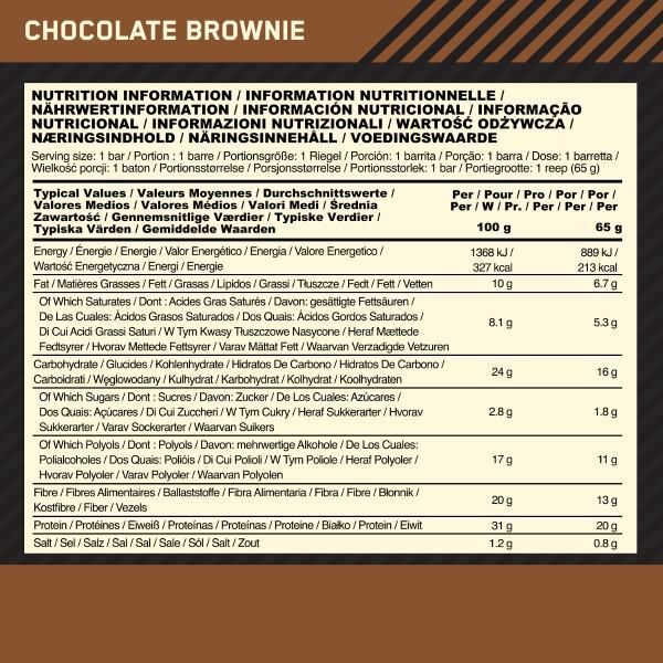 Optimum Nutrition Crispy Protein Bar Chocolate Brownie 65g