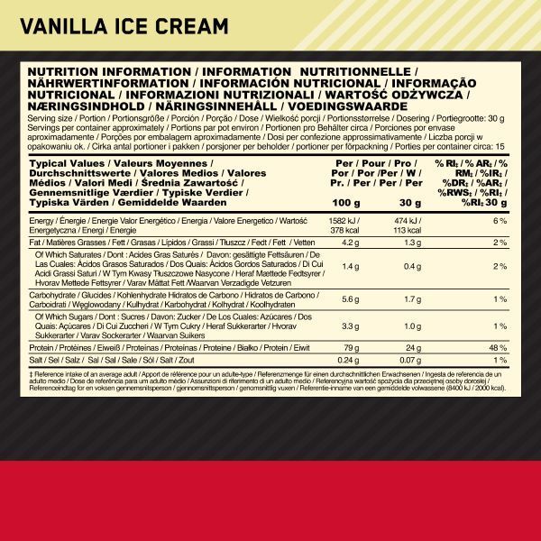 Optimum Nutrition Vanilla Ice Cream&amp;nbsp;Whey Protein Powder