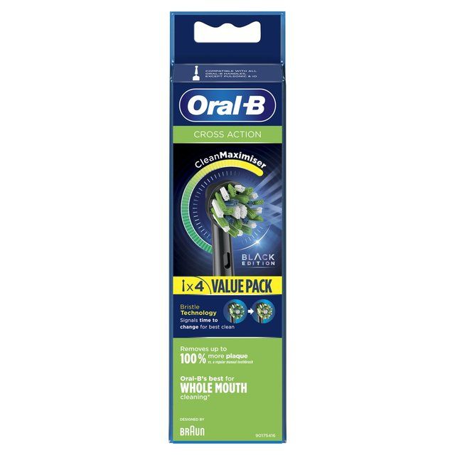 Oral B Crossaction Toothbrush Heads Black   4 per pack