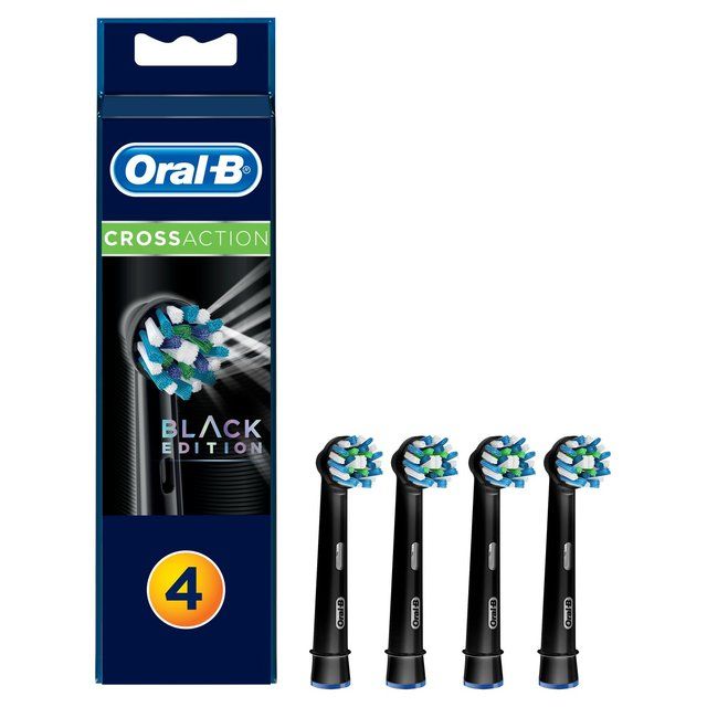Oral B Crossaction Toothbrush Heads Black   4 per pack
