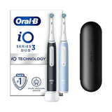 Oral-B iO3 Electric Toothbrush Matt Black &amp;amp; Ice Blue Duo Pack