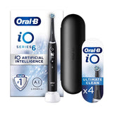Oral-B iO6 Electric Toothbrush - Black Lava + iO&amp;trade; Ultimate Clean Black Replacement Electric Toothbrush Heads 4 Pack Bundle