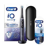 Oral-B iO7 Electric Toothbrush - Black + iO&amp;trade; Ultimate Clean Black Replacement Electric Toothbrush Heads 4 Pack Bundle