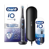 Oral-B iO9&amp;trade; Electric Toothbrush - Black Onyx + iO&amp;trade; Ultimate Clean Black Replacement Electric Toothbrush Heads 4 Pack Bundle
