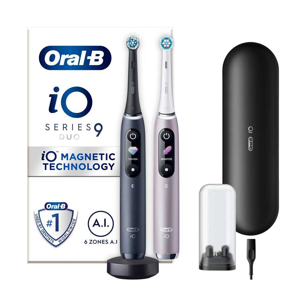 Oral-B iO9 Electric Toothbrush Black &amp;amp; Rose - Duo Pack