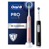 Oral-B Pro Series 1 Electric Toothbrush - Black &amp;amp; Pink Duo Pack