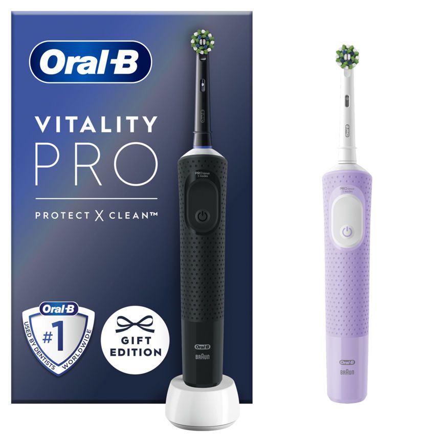 Oral-B Vitality Pro Black &amp;amp; Purple Electric Toothbrushes